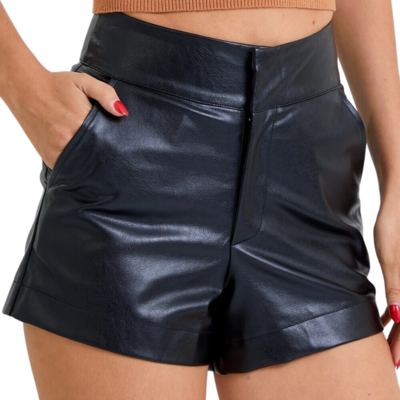 Black Faux Leather Shorts II