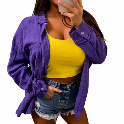 Purple Lightweight Button Up Shirt