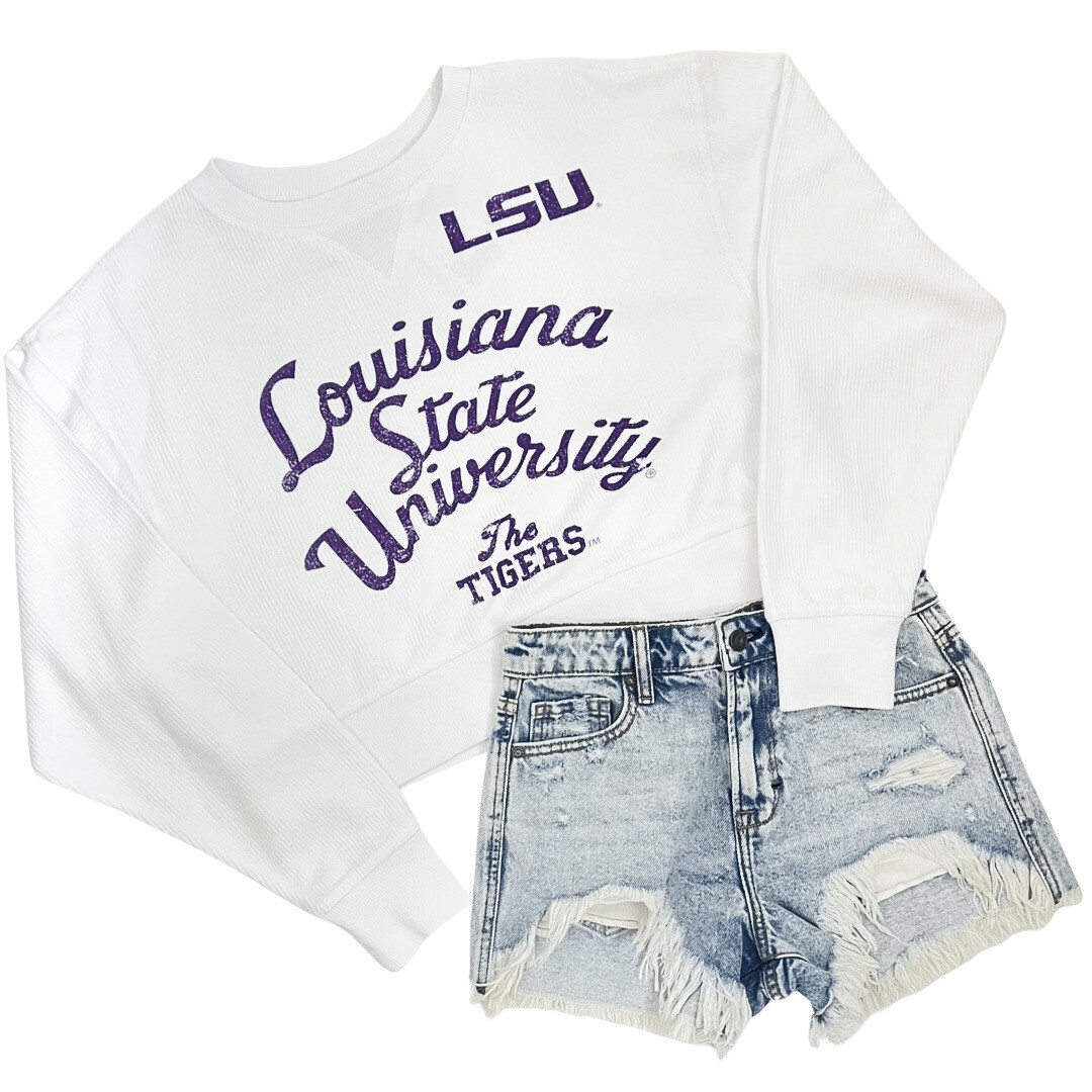 LSU Corded Crop Pullover