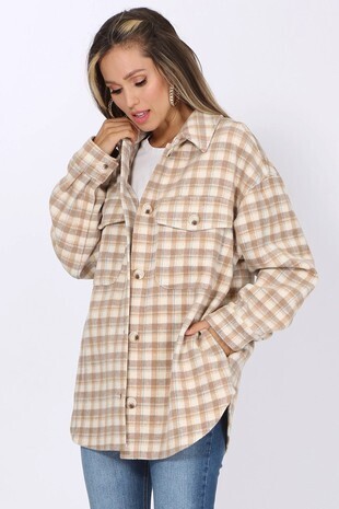 Taupe Checkered Shacket