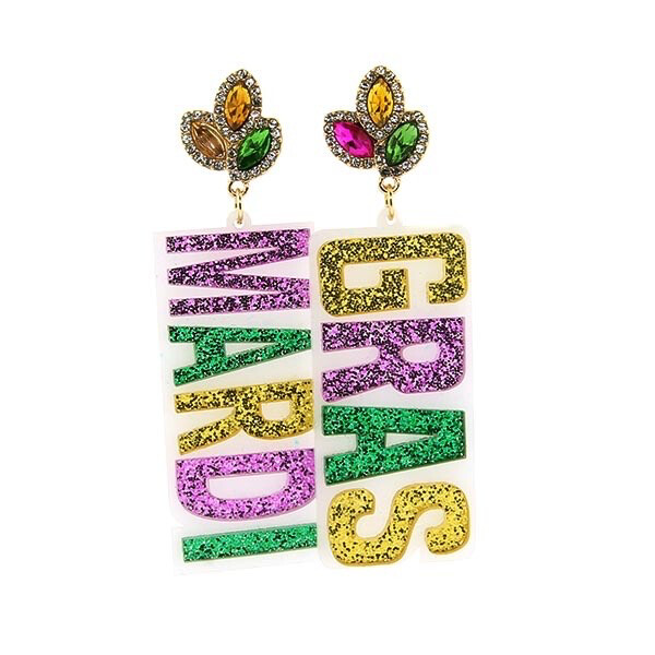 Mardi Gras Fancy Acrylic Earrings