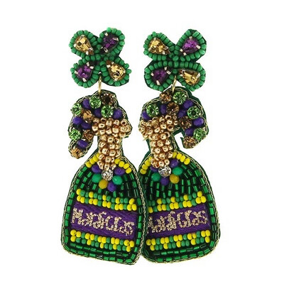 Mardi Gras Poppin’ Bottles Beaded Earrings