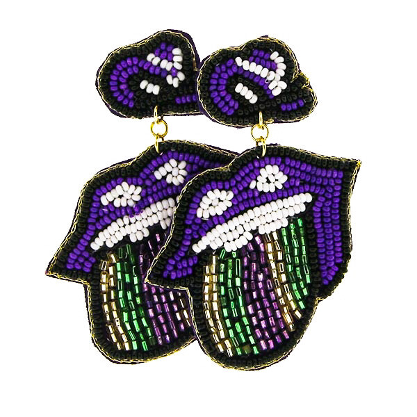 Beaded Mardi Gras “Stones” Earrings