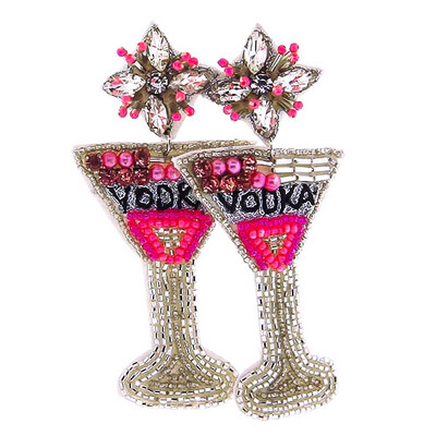 Pink Rhinestone Vodka Earrings