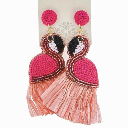 Flamingo Fan Earrings