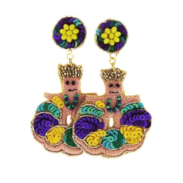 King Cake Baby Earrings