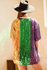 Mardi Gras Sequin Shirt Dress