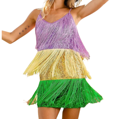 Mardi Gras Fringe Dress