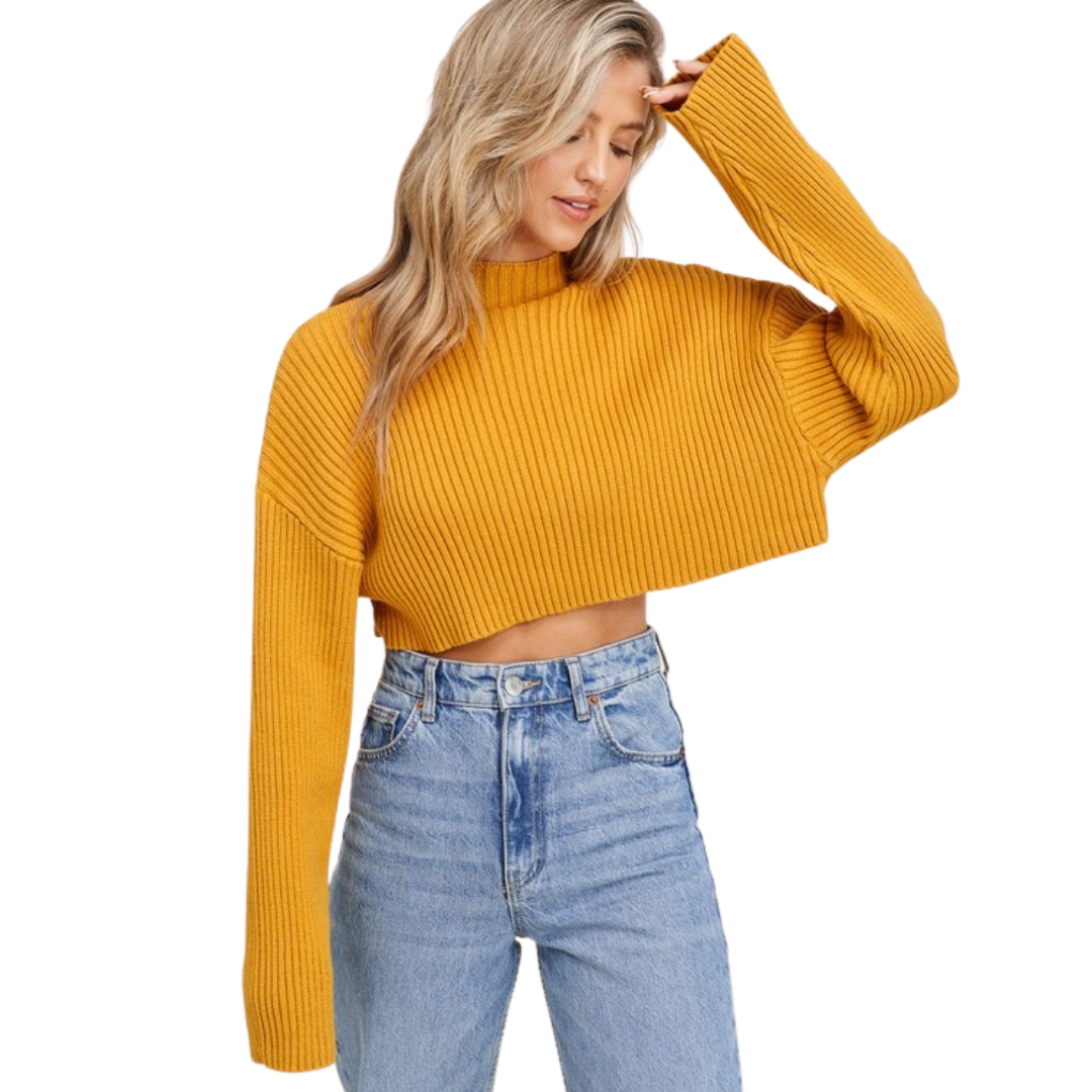 Mustard Gold Cropped Sweater