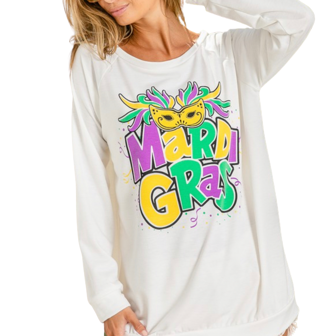 Mardi Gras Mask Party Pullover