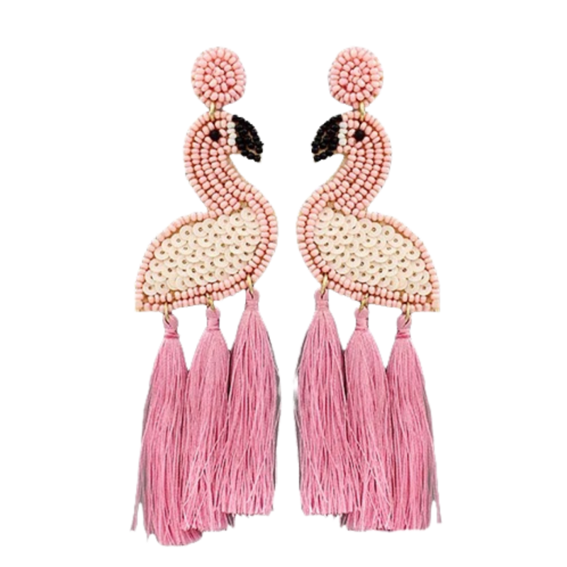 Flamingo Tassel Earrings