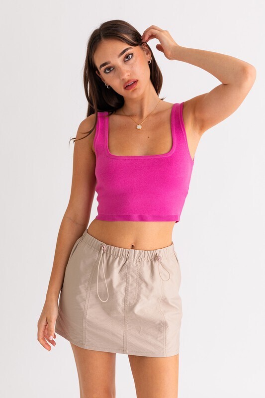 Hot Pink Sweater Knit Tank