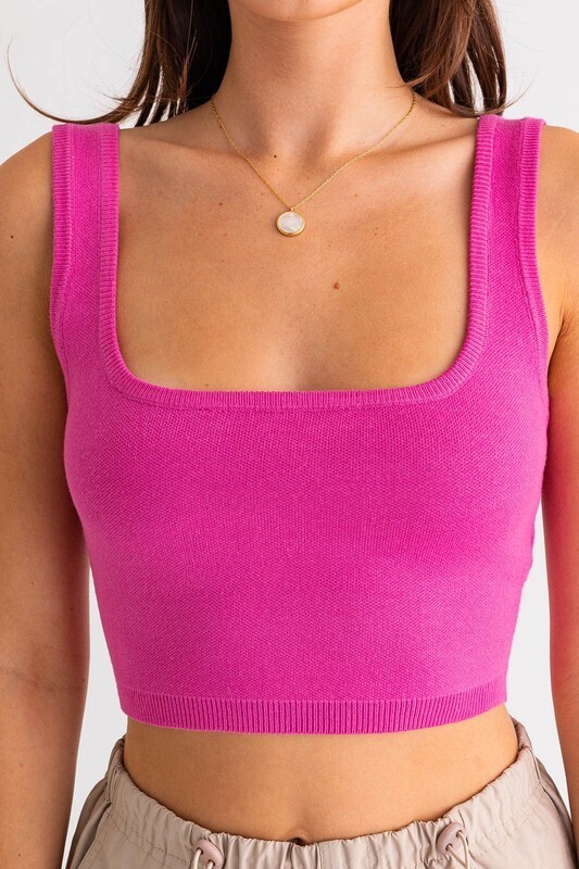 Hot Pink Sweater Knit Tank