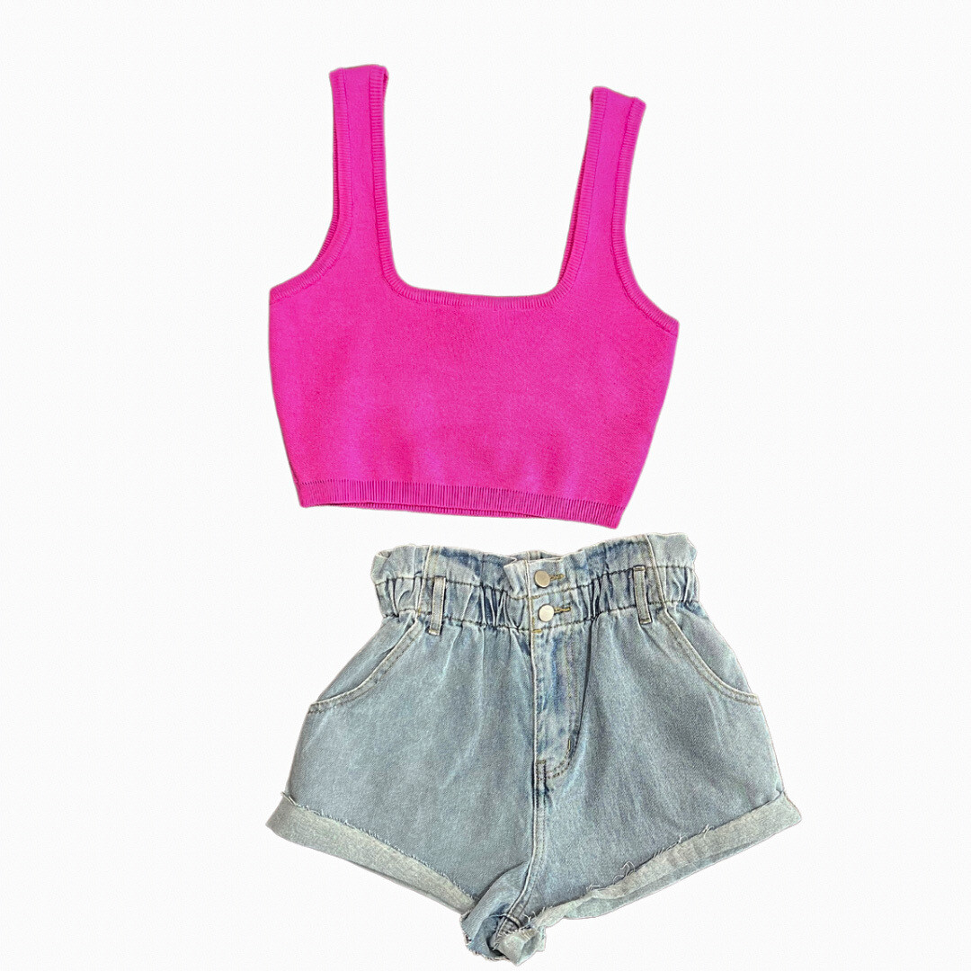 Hot Pink Sweater Knit Tank