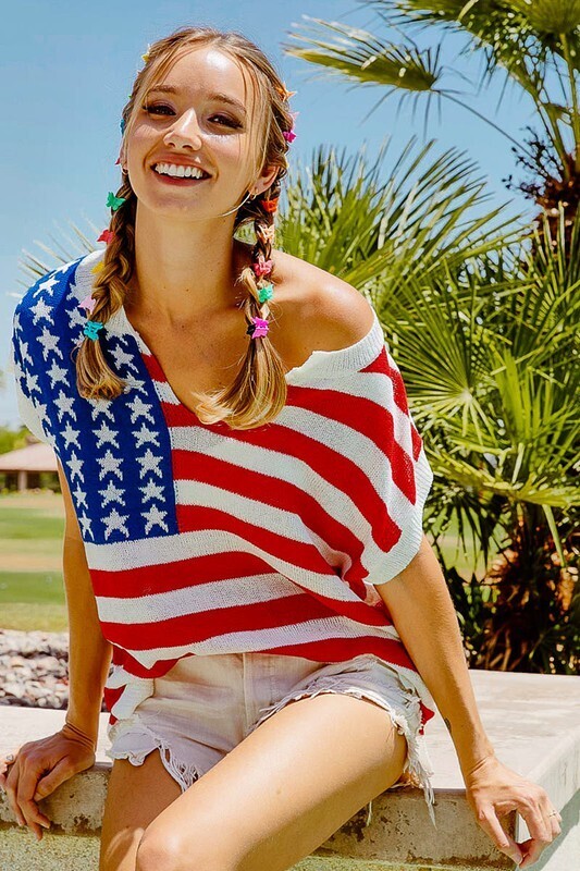 American Flag Light Weight Knitted Tank