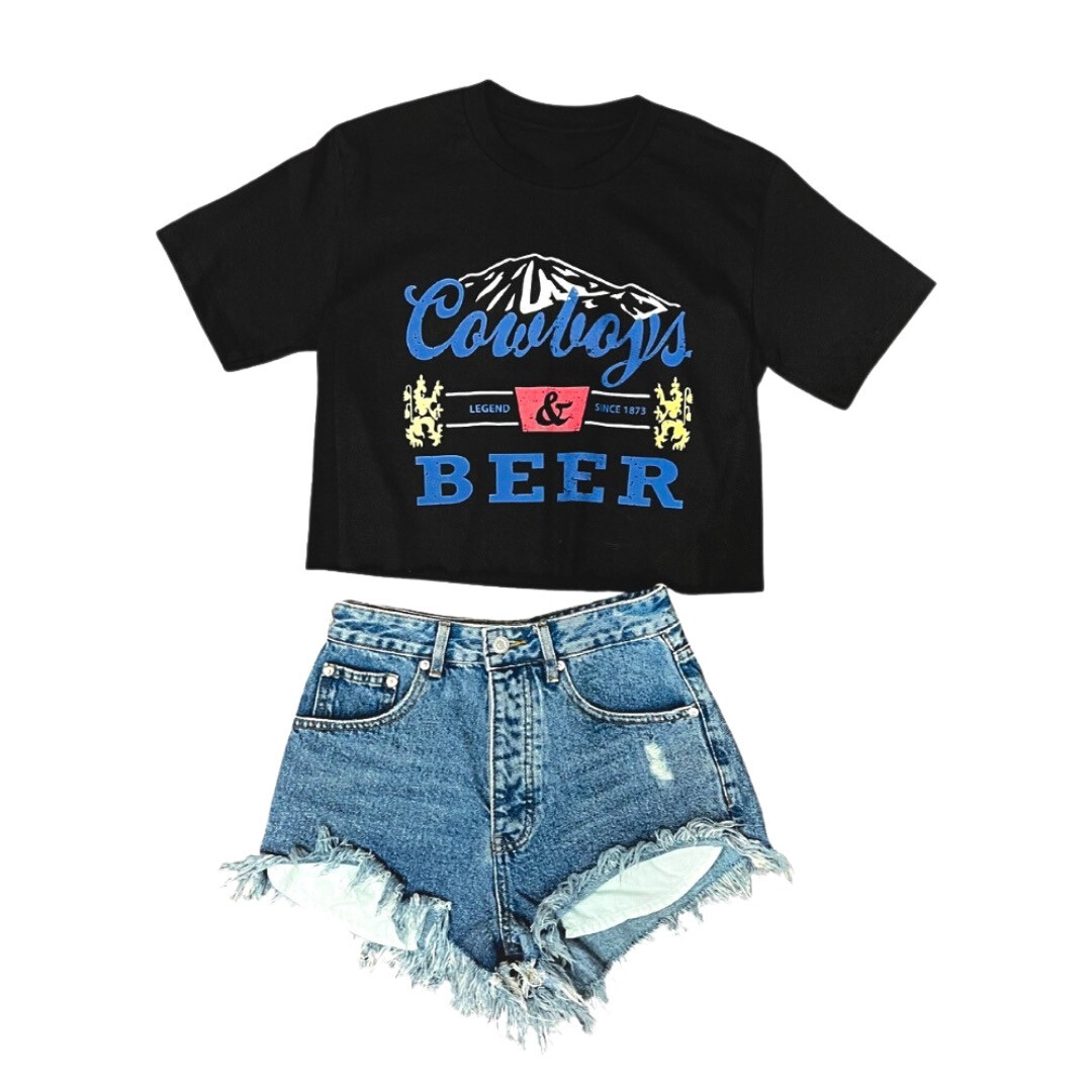 Cowboys & Beer Cropped T-Shirt
