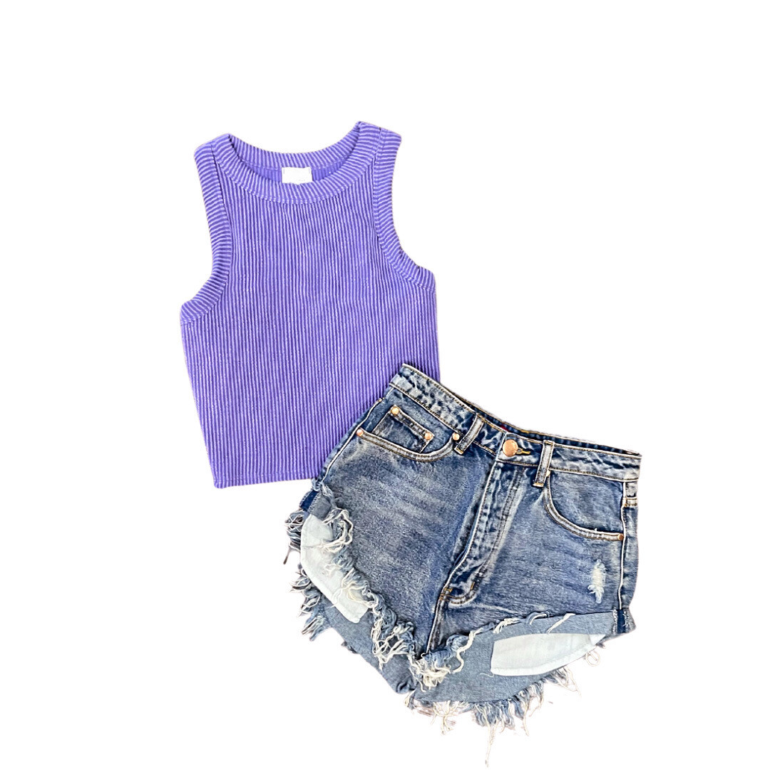 Purple Textured Tank Top