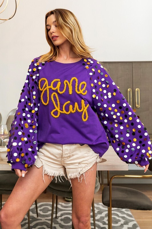 Game Day Sequin Long Sleeve Top