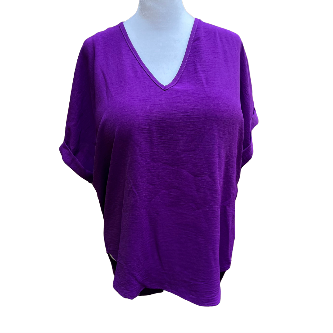 Adrienne V Neck Blouse - Purple