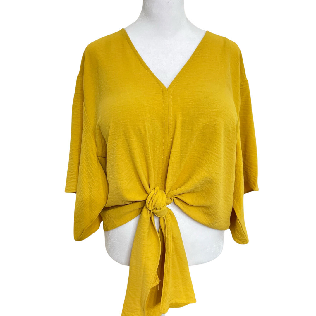 Mustard Front Tie Blouse