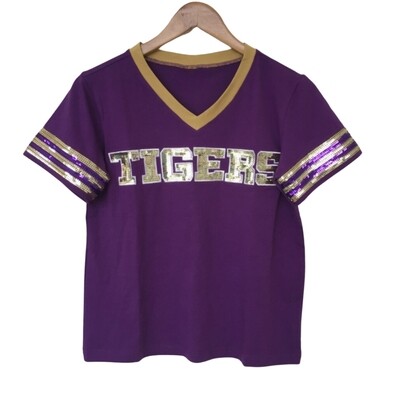 Tigers Sequin Jersey Style Top