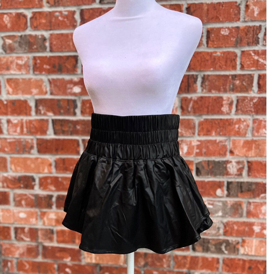 Black Faux Leather Free People Skort Dupe