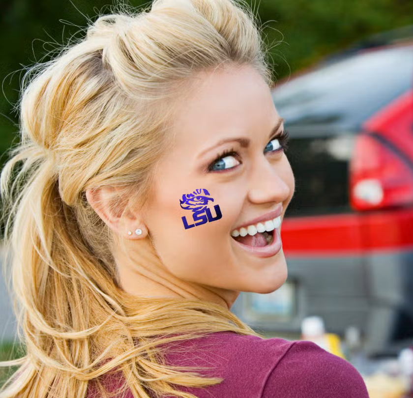 LSU Metallic Temporary Face Tattoos