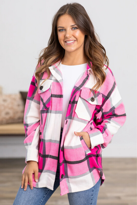 Hot Pink Plaid Shacket