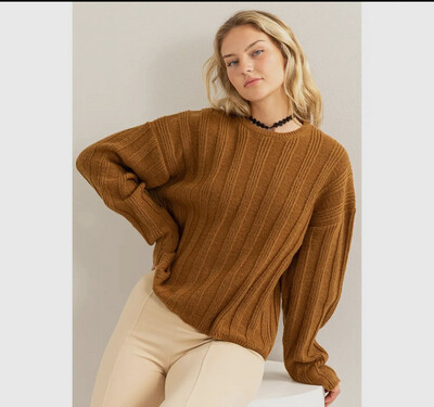 Brown Ribbed Sweater