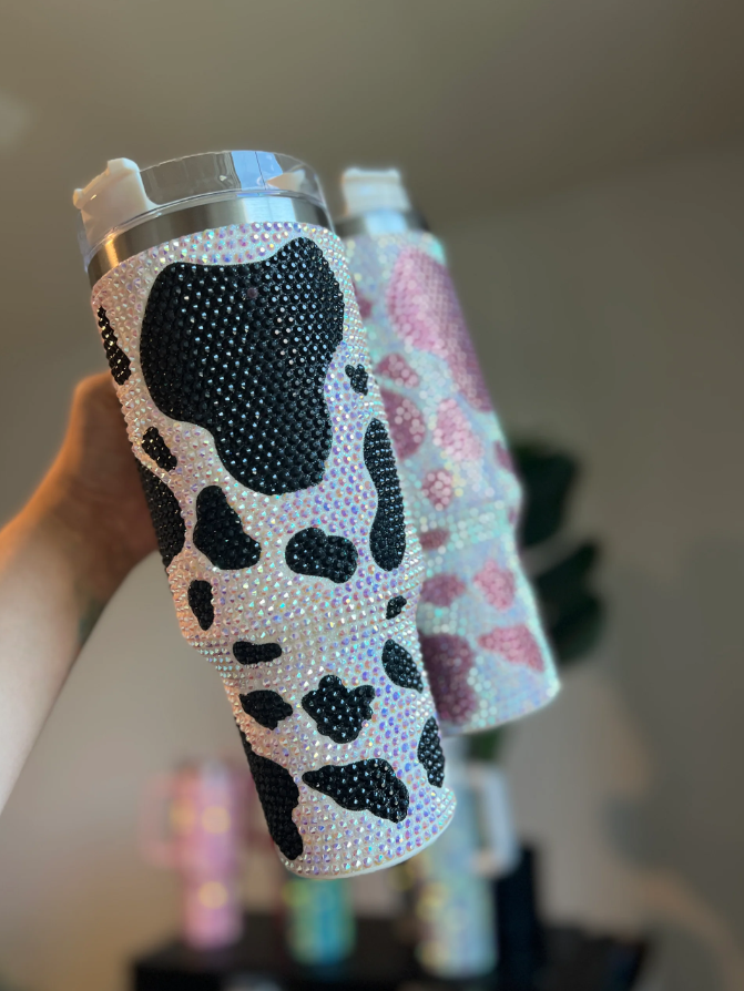 40 oz. Cow Print Rhinestone Tumbler