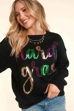 Mardi Gras Sequin Sweater