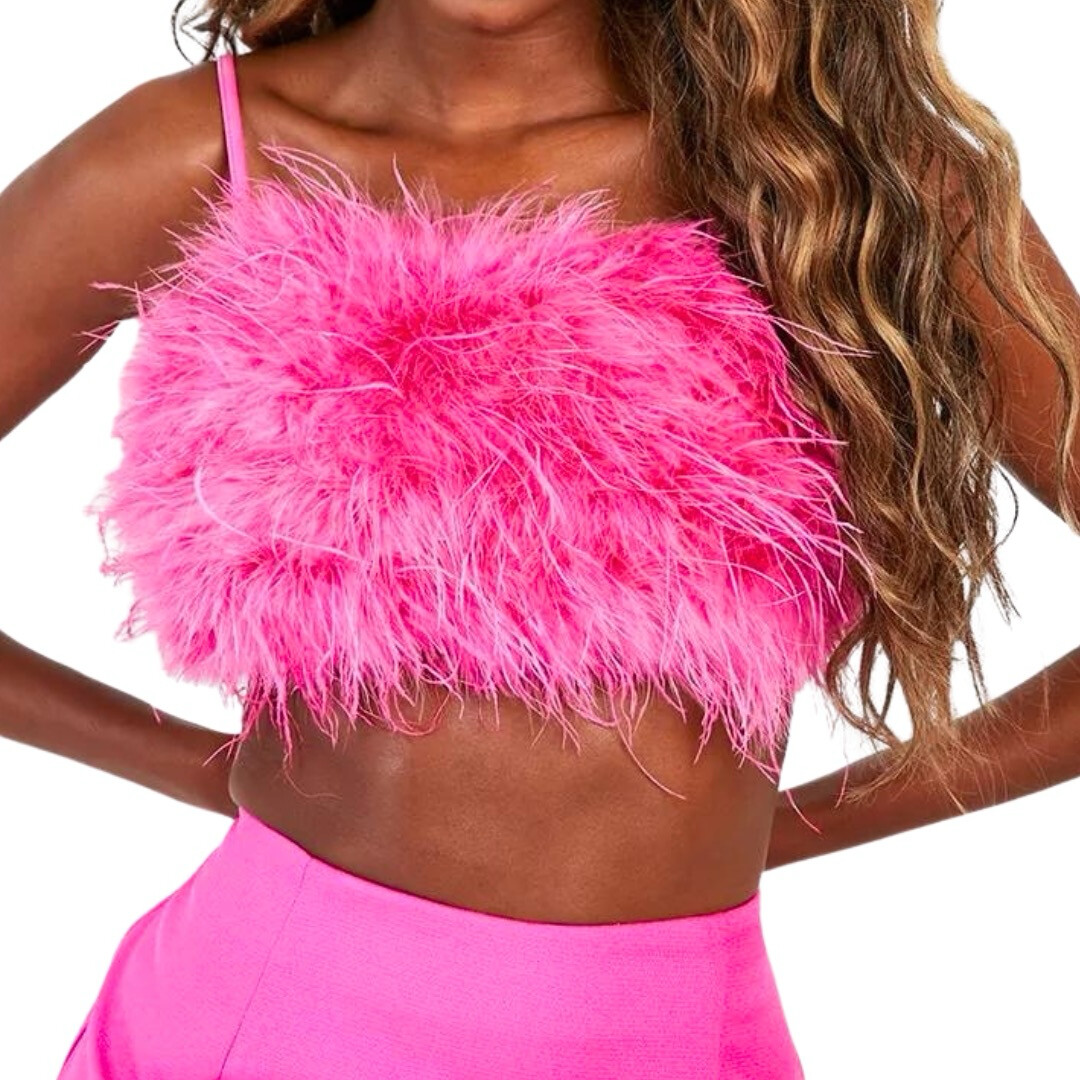 Hot Pink Feather Boa Top