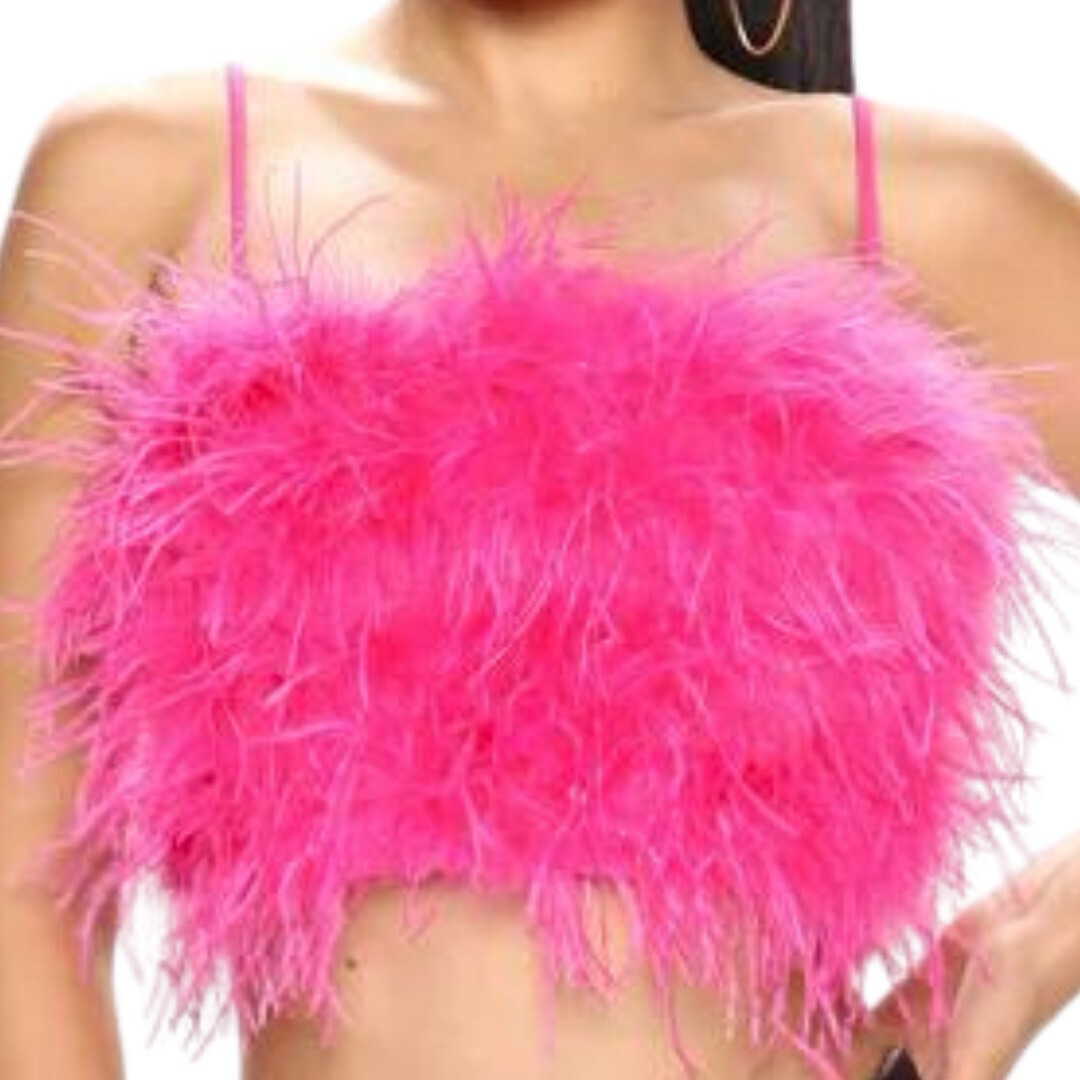 Hot Pink Feather Boa Top