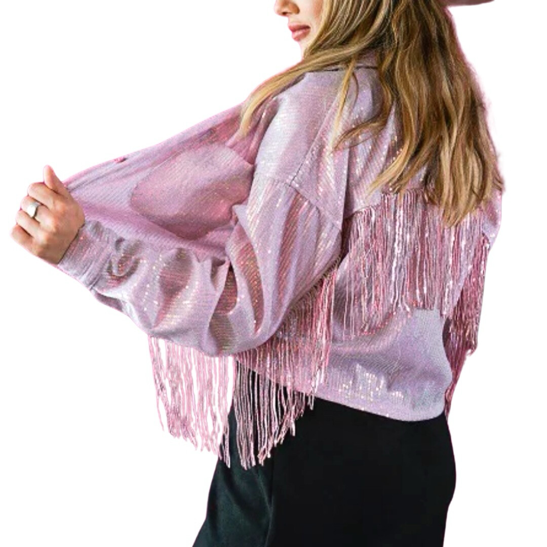 Pink Sequin Fringe Jacket
