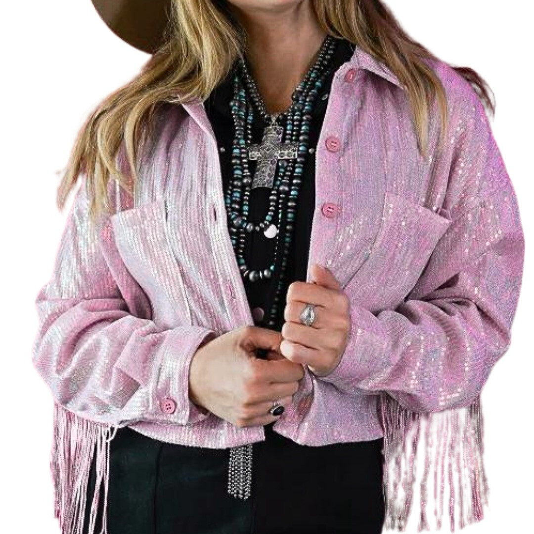 Pink Sequin Fringe Jacket