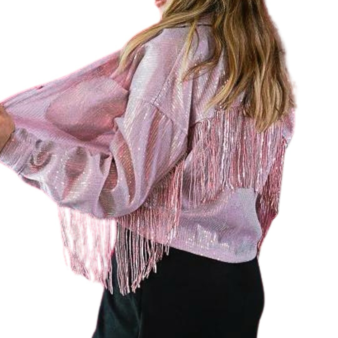 Pink Sequin Fringe Jacket
