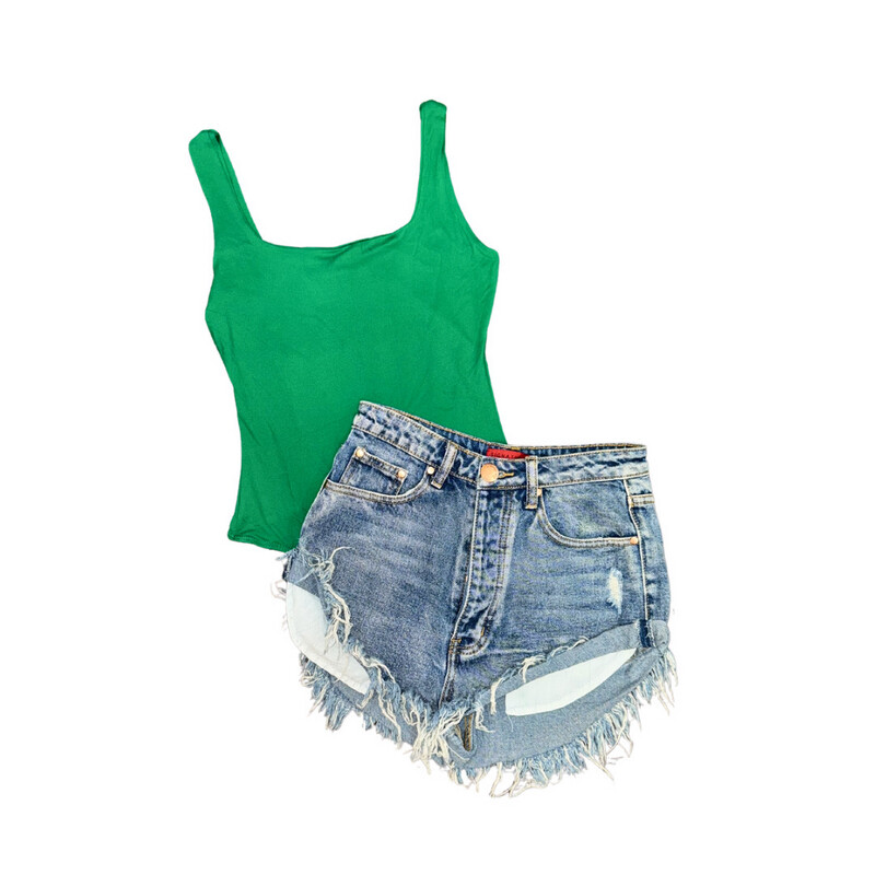 Kelly Green Square Neck Bodysuit
