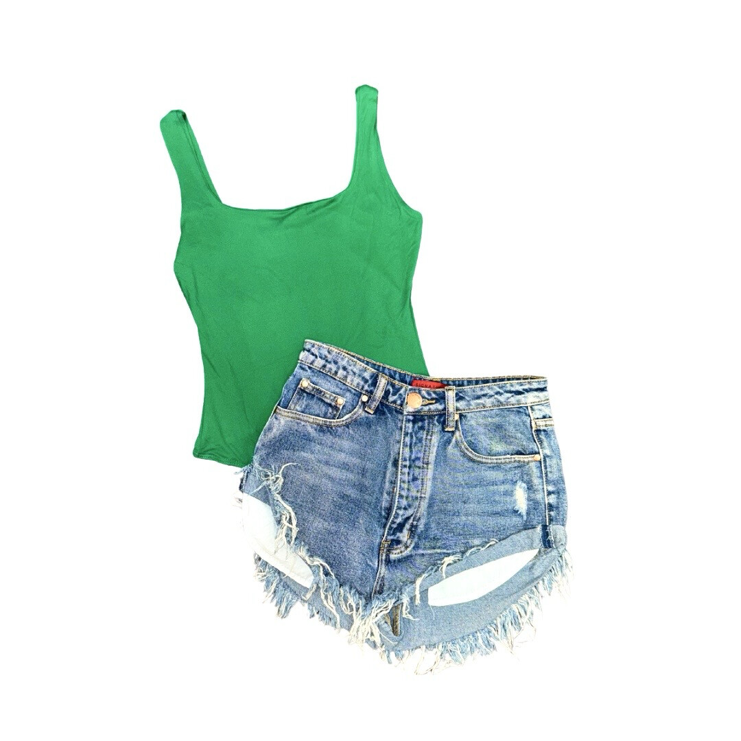 Kelly Green Square Neck Bodysuit