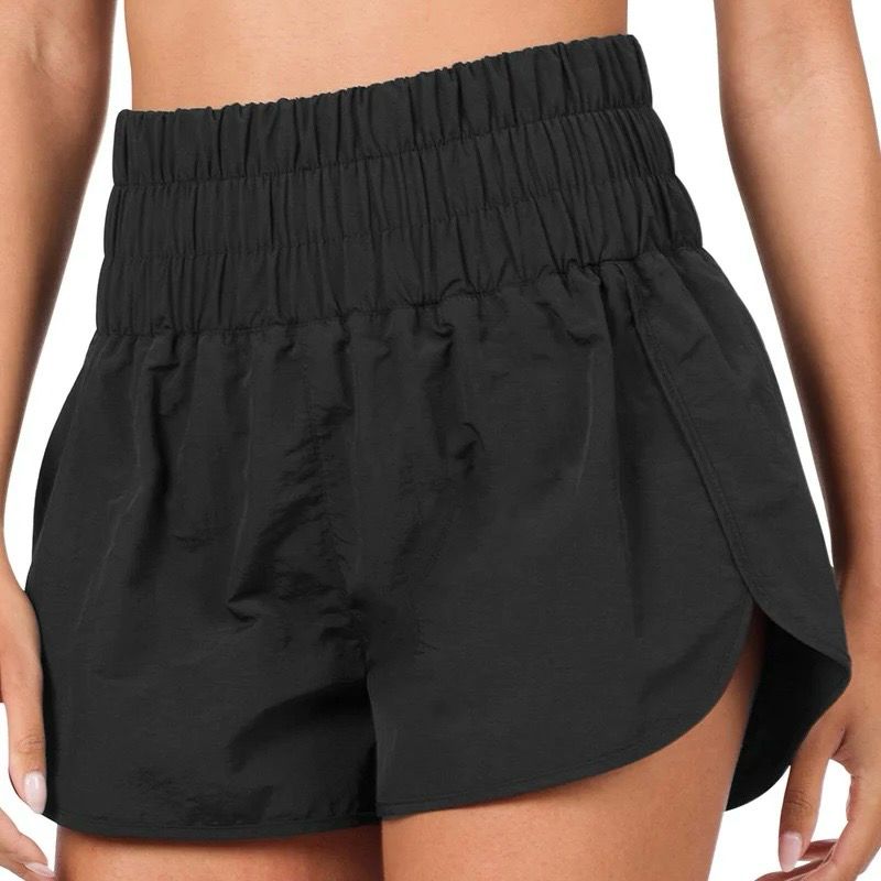 Black High Rise Windbreaker Shorts