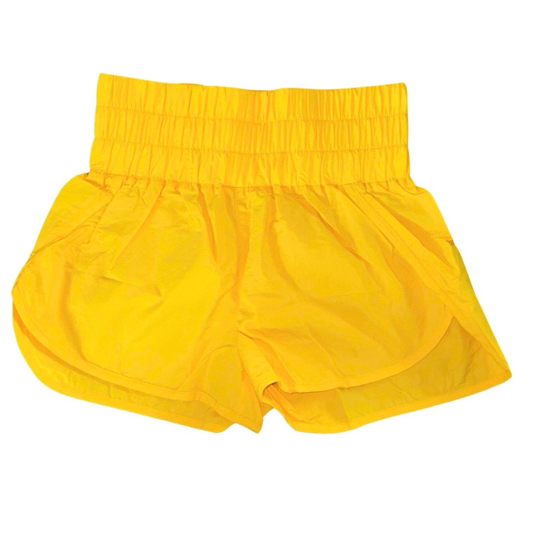 Yellow Gold High Rise Windbreaker Shorts