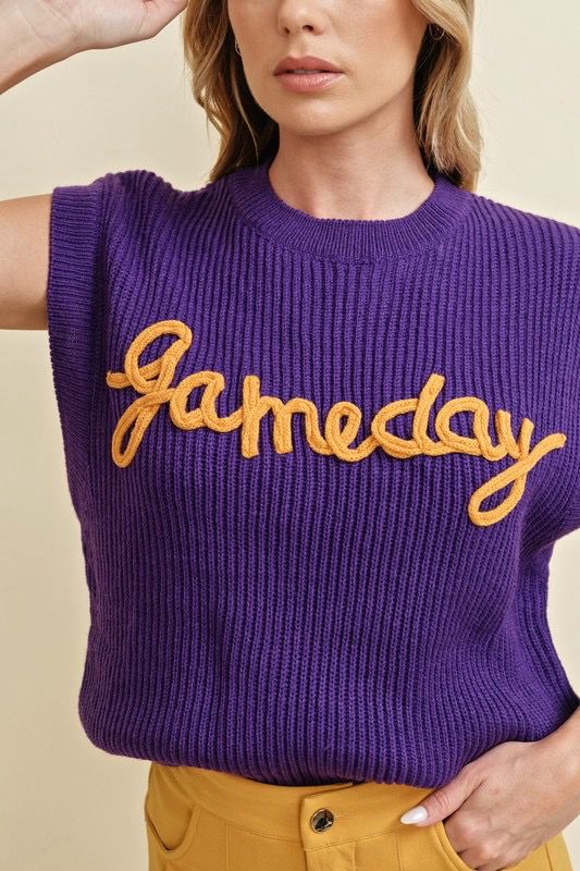Game Day Sleeveless Sweater Top