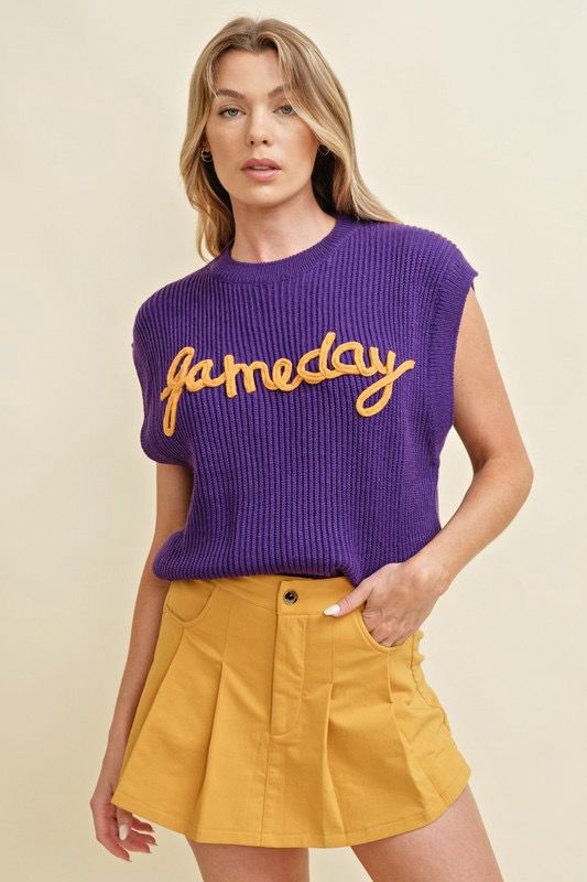 Game Day Sleeveless Sweater Top