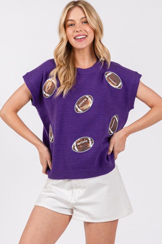 Sequin Football Sleeveless Sweater