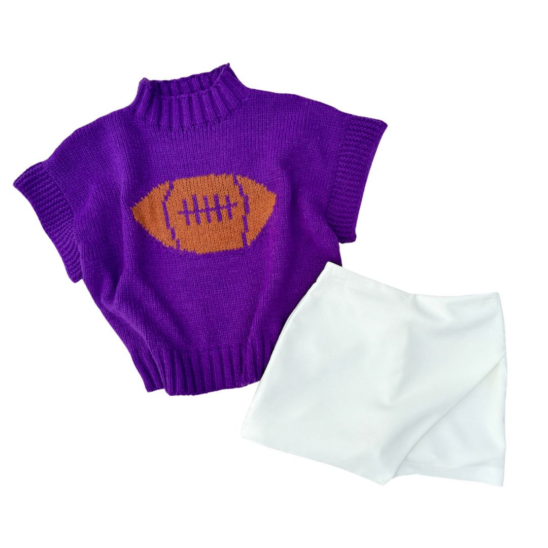 Vintage Football Short Sleeve Sweater Top