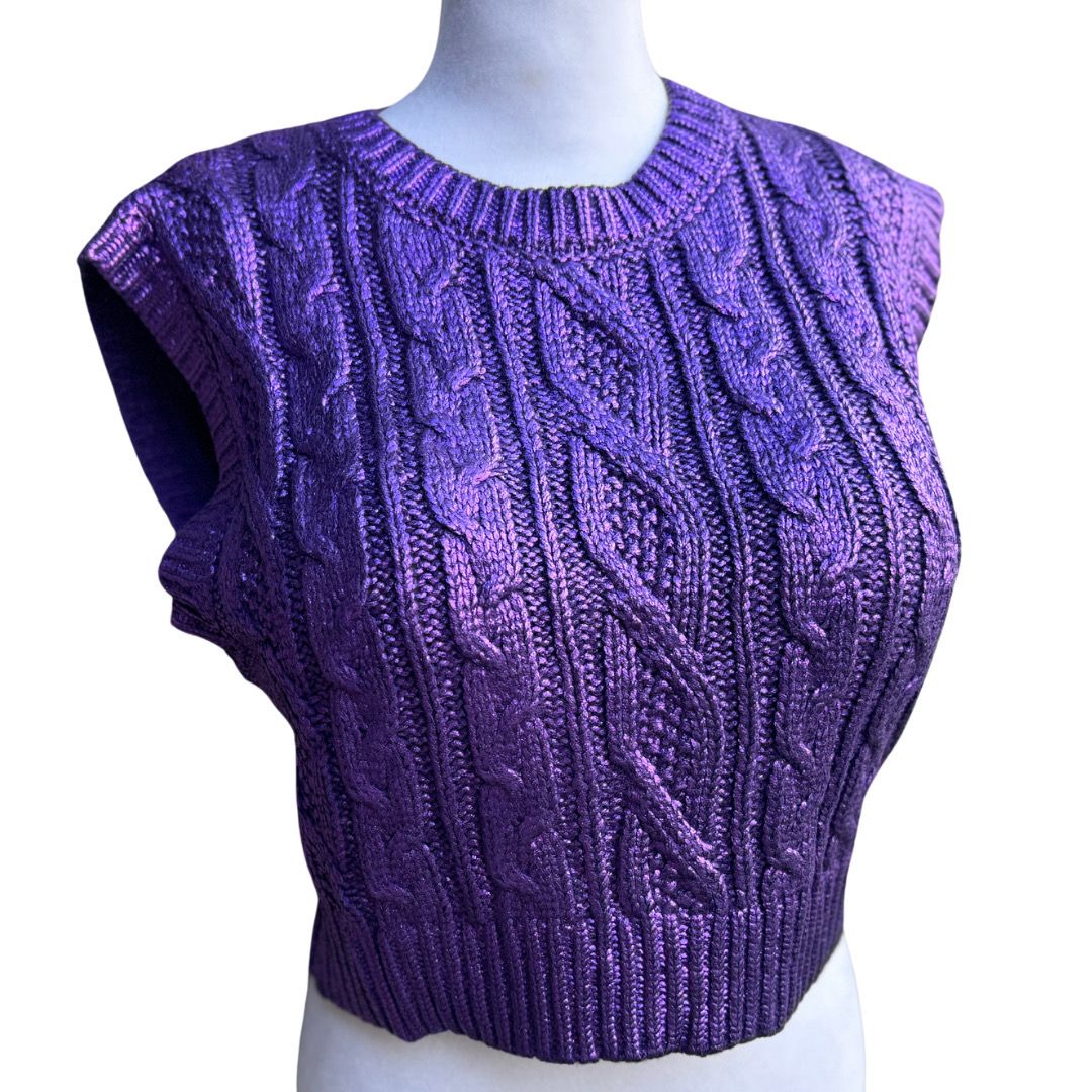 Purple Metallic Sleeveless Top
