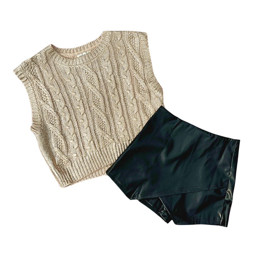 Gold Metallic Sleeveless Top