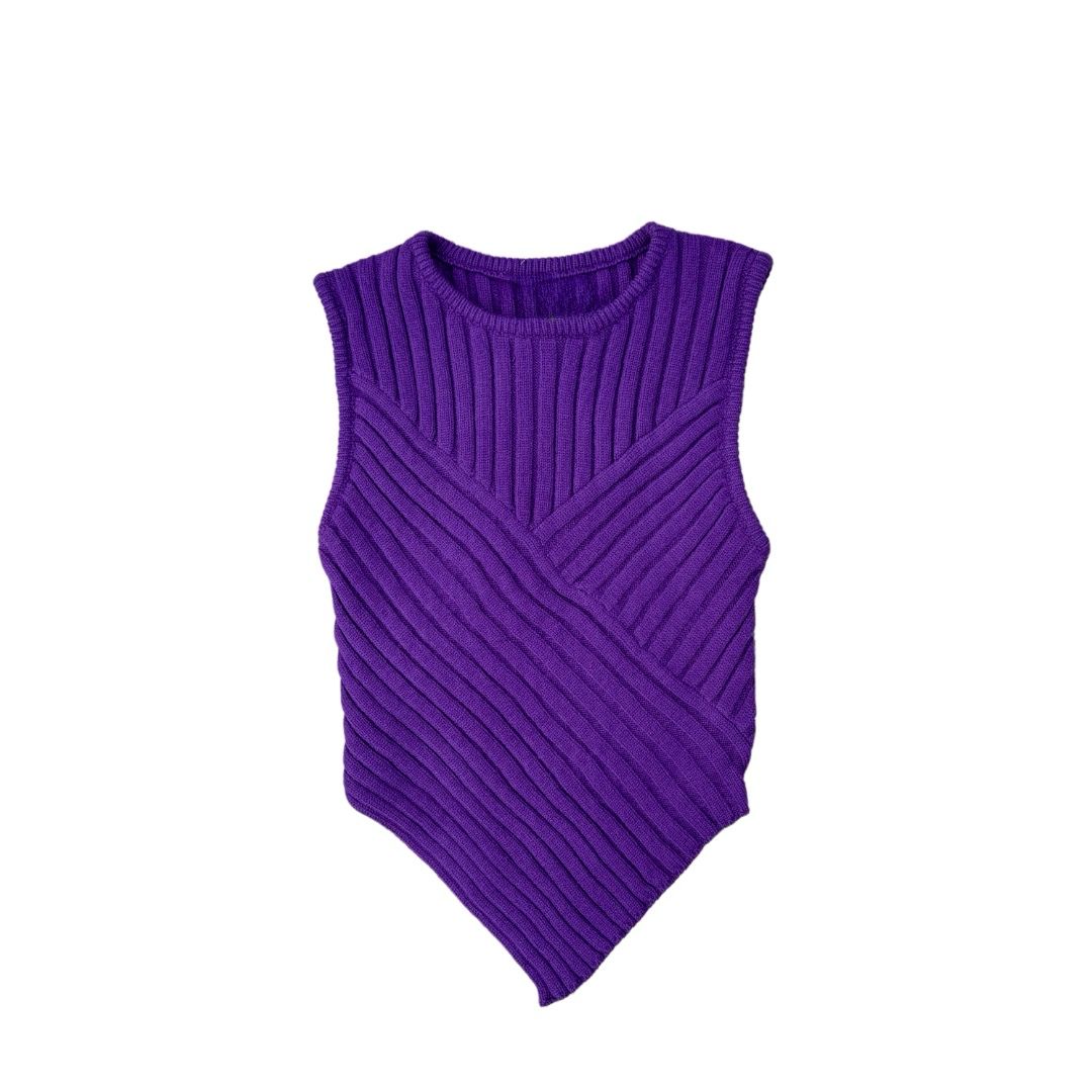 Purple V Hem Sweater Tank