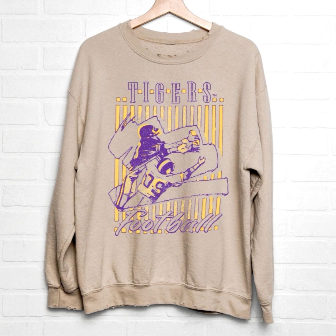 LSU Tigers Football Thrifted Pullover