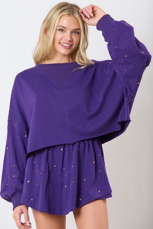 Purple Sequin Skort Set