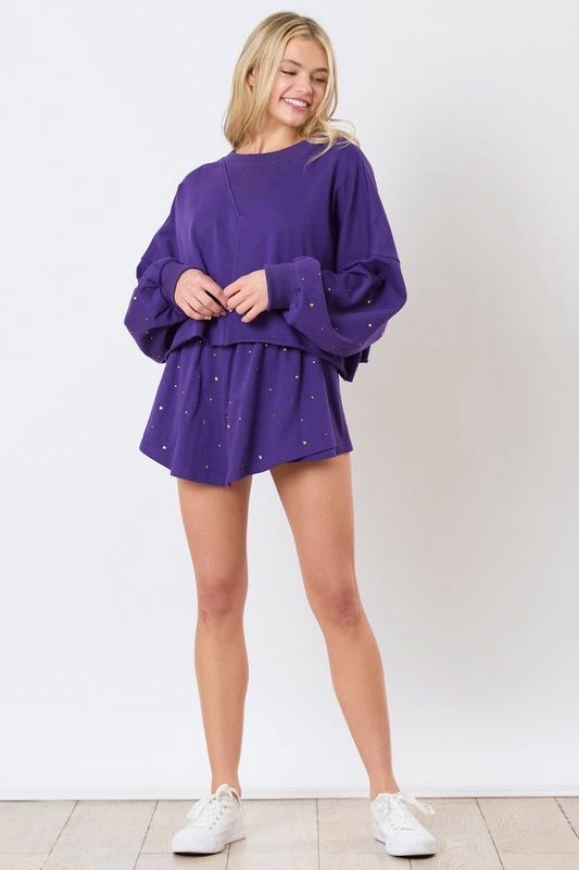 Purple Sequin Skort Set